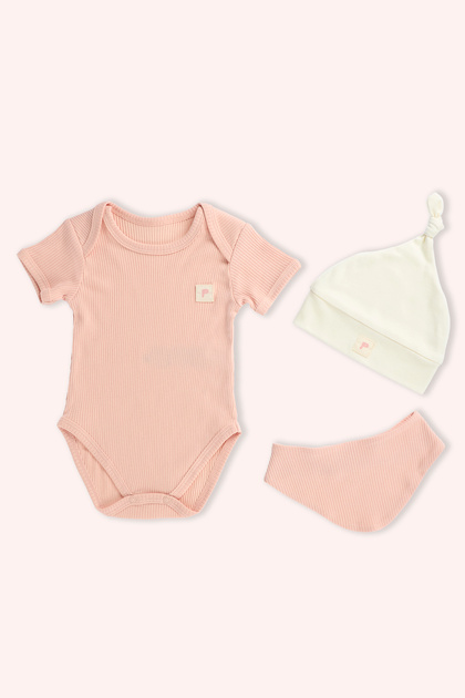 Newborn Bodysuit 3-Piece Pink Set