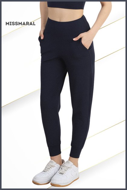 Leggings Navy Blue High Waist Jogger Comfortable Fit Double Side Pockets Sporty Look Trend Jogger 106103