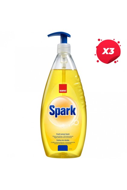 Set 3 BUCATI Detergent de vase Sano, 700 ml, Spark Lemon