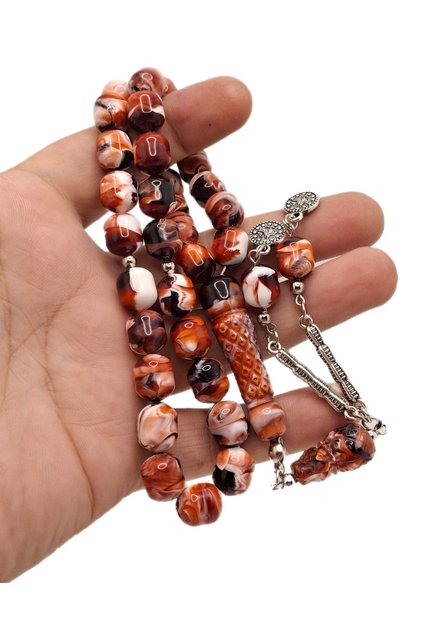 Special İmame Embroidered Mixed Color Mosaic Model Powder Amber Prayer Beads