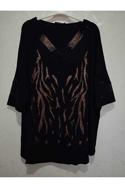anne moda ankara Plus Size Evening Dress Style, Sparkle Short Tunic-  Trendyol