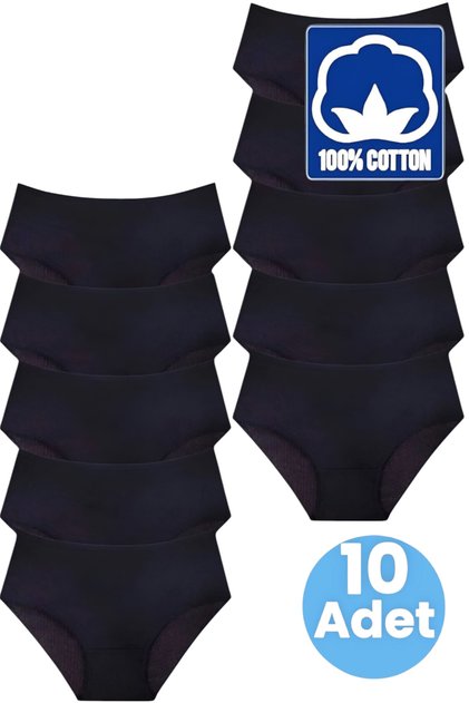 Women's High Waist 100% Cotton 10-Piece Ribbed Bato Panties Women's 10-Piece Panties