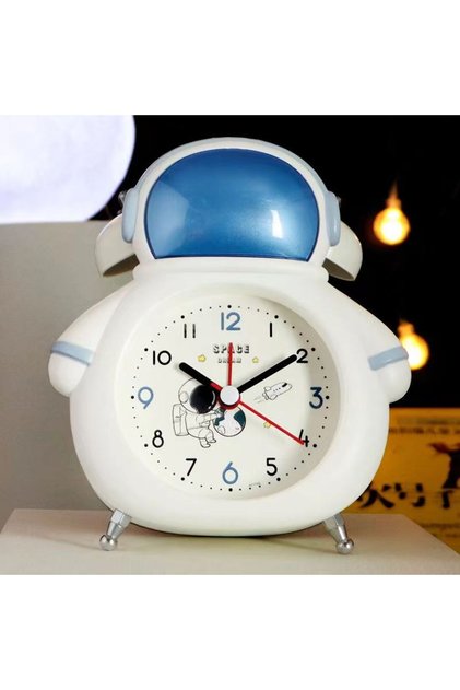 Astronot Mini Masa Saati, Işıklı Ve Alarmlı, Mavi, 11x10,