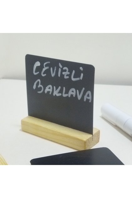 Black Label and Teak Oil Wooden Base - 20 Pieces - with Erasable White Pen as a Gift