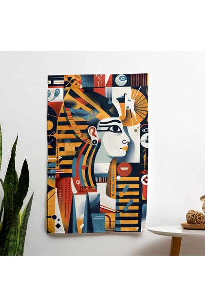 Egyptian Hieroglyphic Wall Cloth - Ranforce Fabric, Vibrant Colors