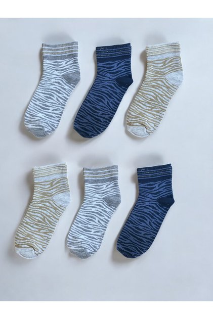 6 Pack Women's Mixed Glitter Patterned Half Booties Socks