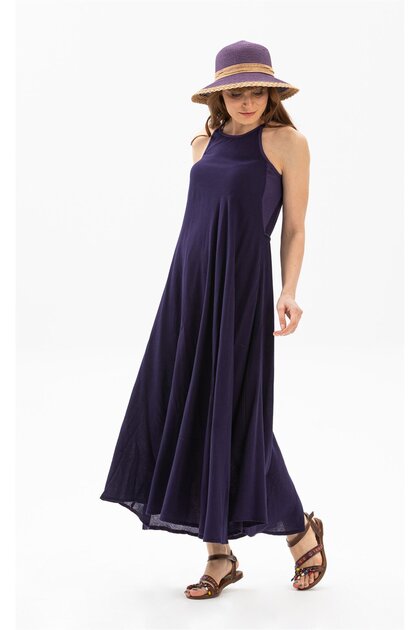Strappy Sile Cloth Sima Long Summer Dress Purple Purple
