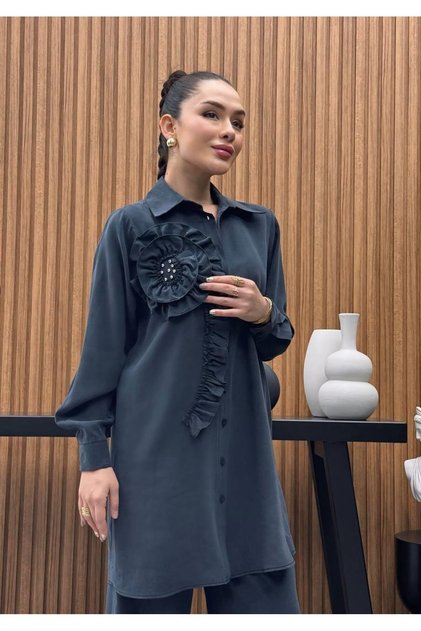 Premium Quality Tncl Fabric Floral Detailed Double Suit Hijab Suit