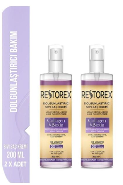 Dolgunlaştırıcı Sıvı Saç Kremi Kolajen & Biotin 200 ml X2 Adet