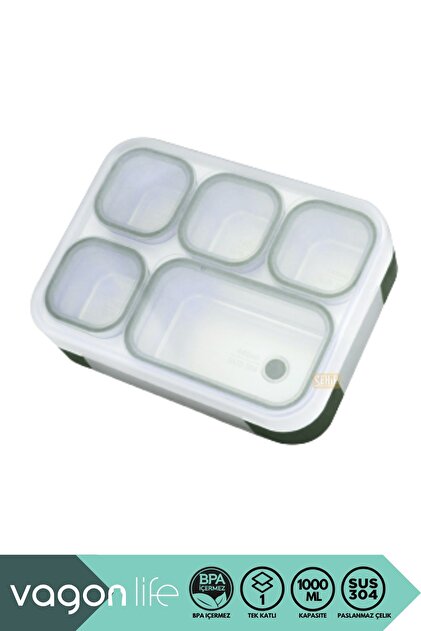 Vagonlife 1000ml Lunchbox Yeni Koleksiyon Tek Katlı 5 Bölmeli