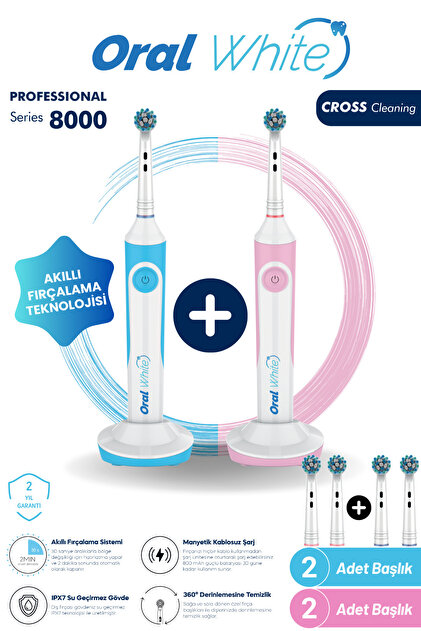 Oral White Professional Series 8000 Şarjlı Diş Fırçası Mavi ve