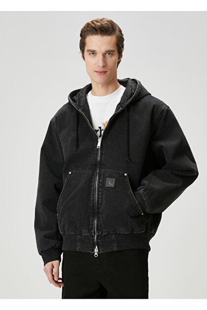 Carhartt WIP Rivet Siyah Kapüşonlu Organik Pamuk Mont - Fiyatı