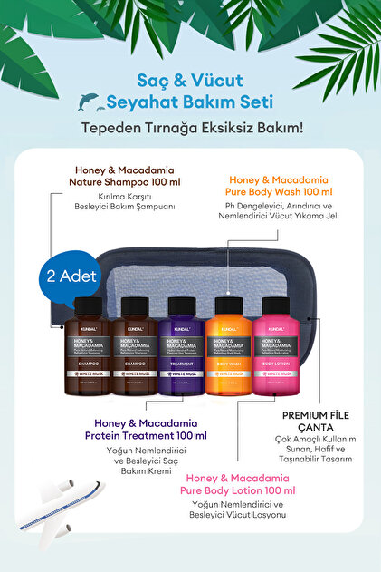 Kundal Saç & Vücut Seyahat Bakım Seti KUNDAL Travel Kit (White