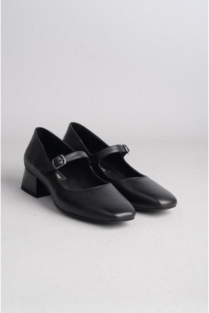 Select 25106602 genuine leather belt heel women's shoe (heel height: 3.5 cm) black