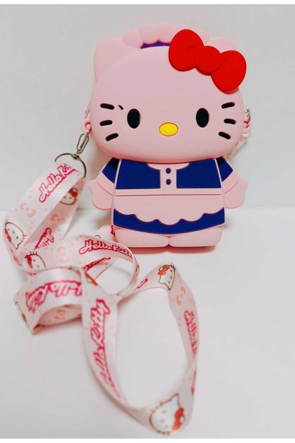 Pink Colored Silicone Teenager-Child Bag-Wallet with Cute Hello Kitty Figure