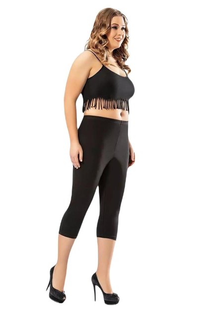 Women's Plain Patternless High Waist Knee Capri Tights