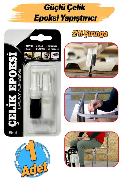 Güçlü Çelik Epoksi Yapıştırıcısı 6 ml Metal Plastik Seramik Cam Çelik Yalıtım Onarma Doldurma