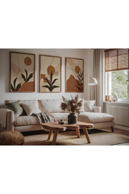 3'lü Ahşap Çerçeveli Tablo Seti Soil