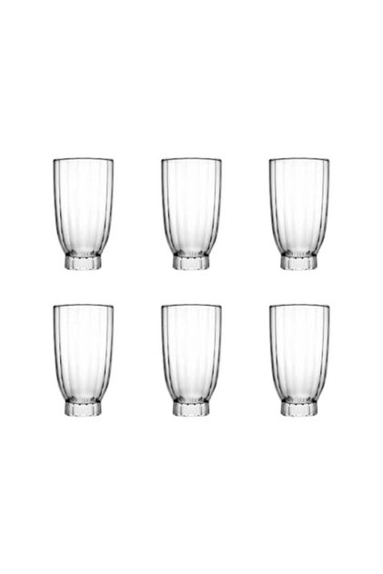 Amur Juice Glasses, Clear Glass, Striped, 410 ml, 6 Pieces, Pasabahce