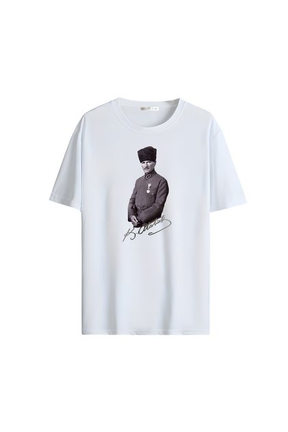 Red White Homeland Love Flag and Atatürk Printed Oversize Unisex T-Shirt 1298