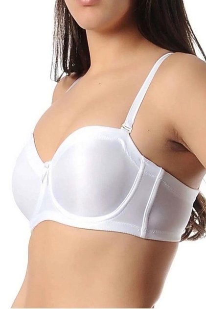 Women's White Strapless Underwire Compressor Bra 1680