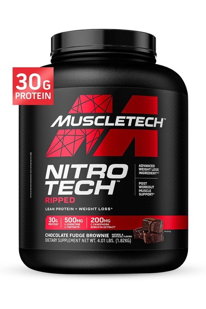Nitro Tech Ripped Lean Protein & Weight Loss, Chocolate Fudge Brownie, 4 LB