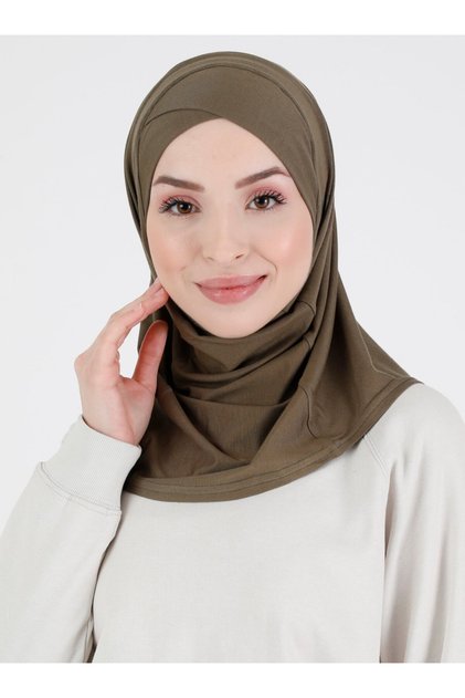 Hanfendy Atletik Çapraz Spor Hijab Bone - Haki - ( ST044 ) , ( ID 7804426 )