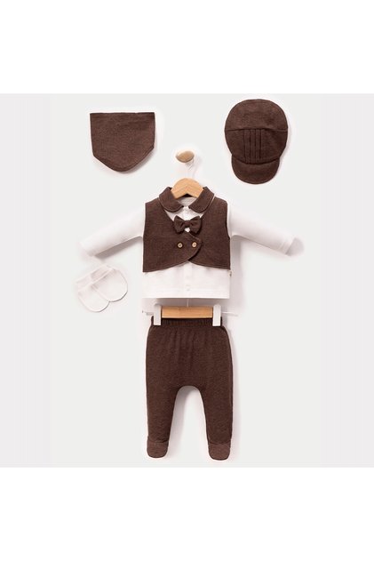 Baby Boy Bow Tie Waffle Set of 5 0-3 Months Suit Hospital Discharge Set