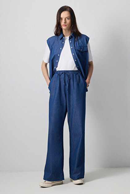 Touche Prive DENİM EFEKTLİ BOL PAÇA PANTOLON - Fiyatı, Yorumları