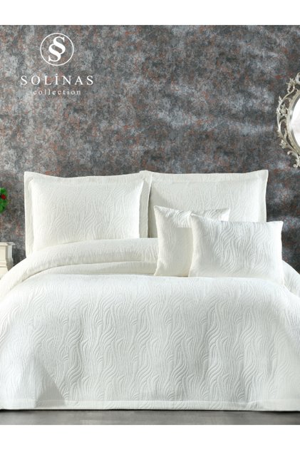 Myra Krem Çift Kişilik Yatak Örtüsü