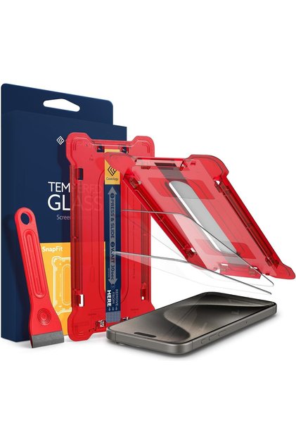 Snap Fit for iPhone 15 Pro MAX Screen Protector Glass with Sensor Protection 2 PACK