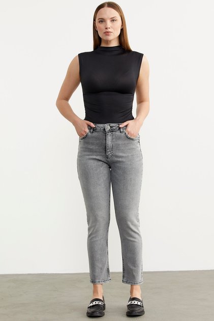 Straight Comfort Fit Jean Trousers - Light Gray