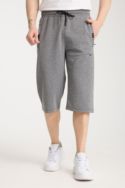 Men's Anthracite Above Knee Length Adjustable Waist Long Shorts Capri with Side and Back Pockets