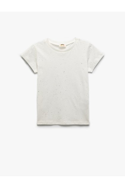 Crew Neck Short Sleeve Cotton Glitter T-Shirt