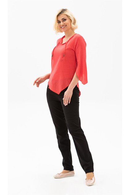 Truvakar Sleeve Plus Size Seersucker Rhodes Summer Blouse Coral Mrcn