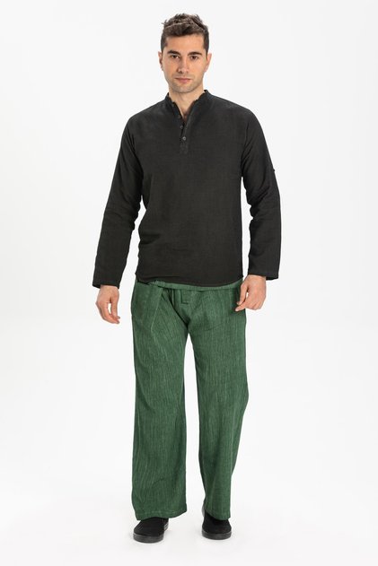Long Sleeve Slubbed Cotton Bodrum Men's Summer Tshirt Smoked 9006