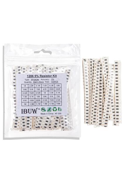 36Value each 20pcs =720pcs 1206 SMD Resistor Kit 1/4W 0.25W 5% 1 ohm~10 Mohm component diy kit ...