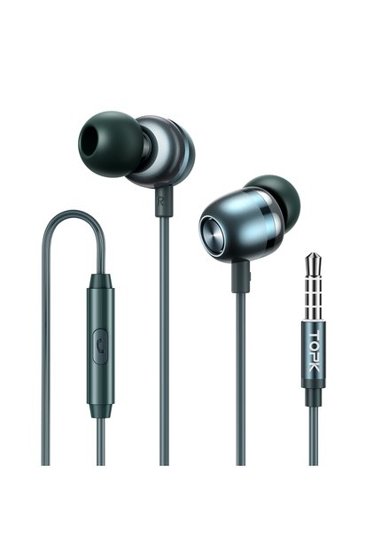 Green TOPK F36 Portable Sport Earphone Wired Super Bass With Microphone 3.5mm In-Ear Wired Hands Fre