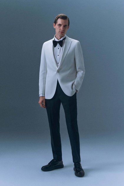 Slim Fit Beyaz Düz Damatlık & Smokin Takim