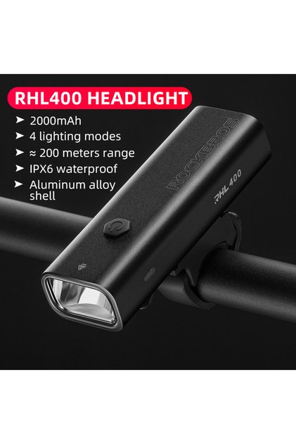 ROCKBROS RHL400LM ROCKBROS 200LM 400LM Bike Light Type-C Charging LED Cycling Front Lamp Headlight A