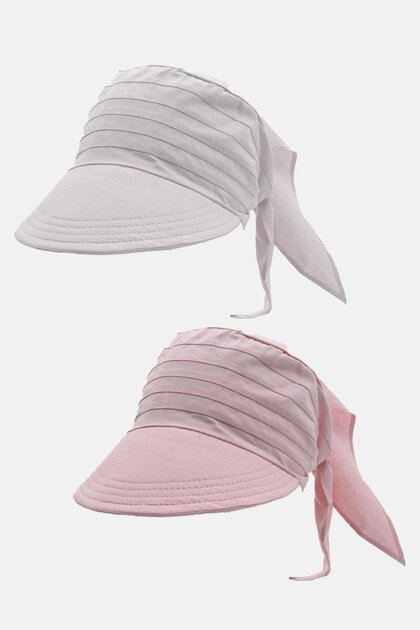 Külah Kadın Bağlamalı Siperli Eşarp Bandana Plaj Şapkası 2li Paket