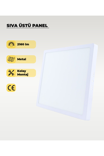 24w Sıva Üstü Kare Led Panel Beyaz Işık
