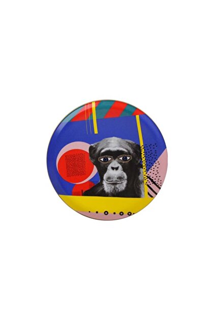 Porland Wild Life Serisi Tabak Düz Monkey Desenli 28 cm Beyaz