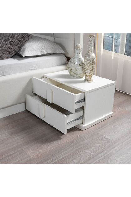 Erza Night Stand Set of 2 Multifunctional Bedside Table-White L44.7xW62.6xH36.2cm