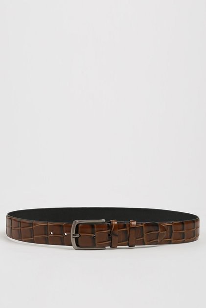 Genuine Crocodile Leather Buckle Belt