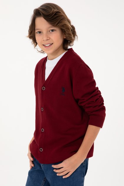 Burgunderfarbene Strickjacke für Jungen 50295571 -VR014