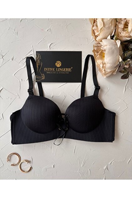 Jennifer Balensiz Push-Up Supported Laser Cut Seamless Front Tie Attractive Daily Bra
