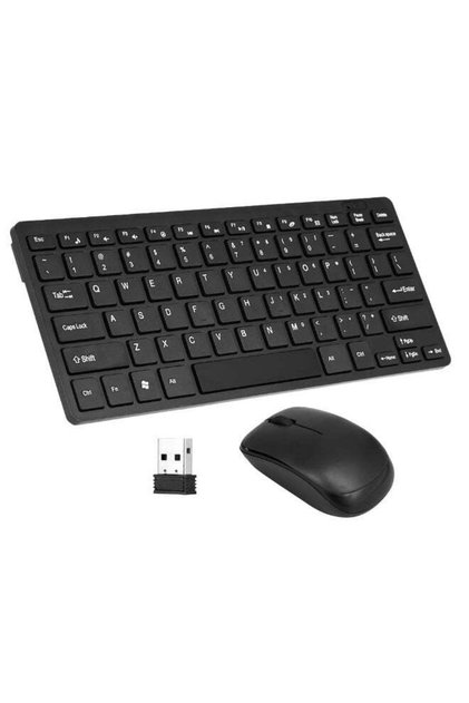 Portable Wireless Keyboard With Mouse Set English Black