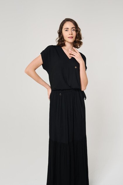 Black Color Oversize Square Pocket Women's Blouse