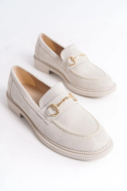 Women's Loafer Buckle Detailed Suede Moccasin Casual Shoes